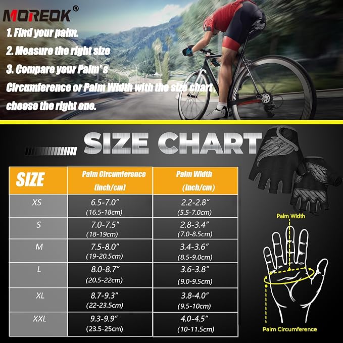 Cycling Gloves Bike Bicycle Gloves, Half Finger 5MM Gel Anti-Slip | Biking Gloves for Men Women Gym workout exercise Motorcycle Hiking Rowing Outdoor Sports