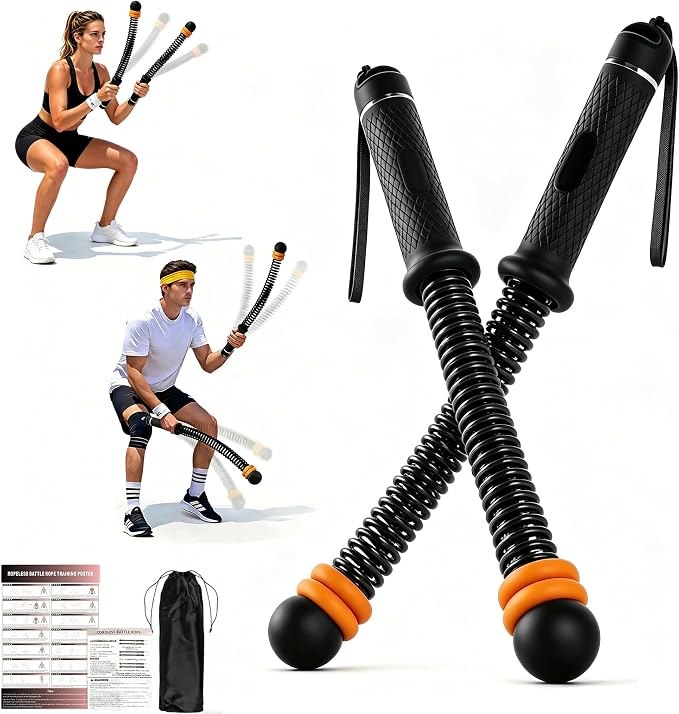 Portable Ropeless Battle Ropes,Adjustable Weights Cordless Battle Ropes,for Home Gym with Storage Bag,Versatile Exercise Equipment,for Low-Impact Workouts Strength and (HIIT),for Men & Women