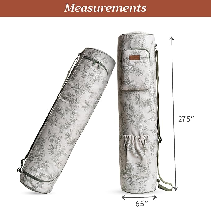 Maison d' Hermine Yoga Mat Duffle Bag Gym Tote Yoga Mat Carry Bag | Cylindrical bag for Woman Men Gifts Adjustable shoulder straps with Drawstring Water Bottle Pocket and zipper pocket