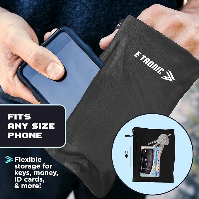 Phone Holder for Running, Cell Phone Arm Bands with Reflective Logo, Phone Strap Armband Fits iPhone and Android, Use for Running, Walking, Hiking and Biking, Black, Small