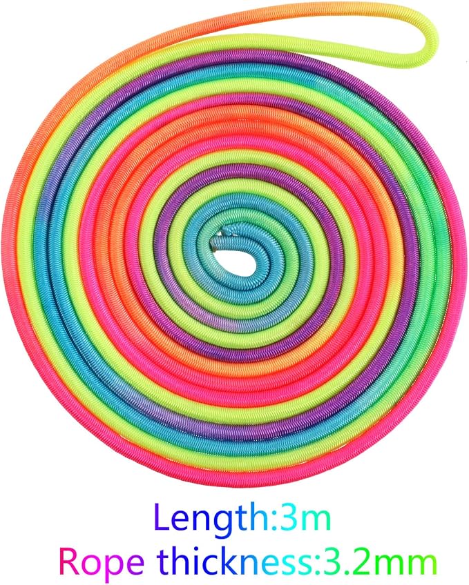 Gejoy 5 Pieces Chinese Jump Ropes for Kids Elastic Stretch Game | Colorful Stretch Rope Elastic Rubber Twist Fitness Game for Outdoor Indoor Play Exercise Toys Recess Party Game
