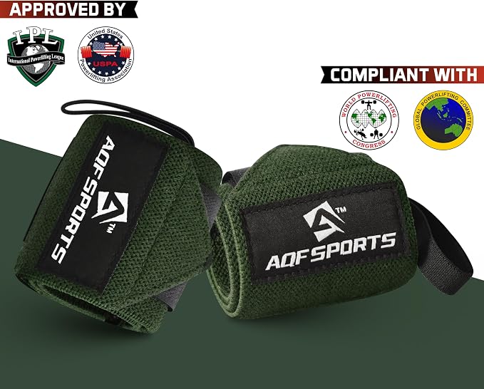 AQF Wrist Wraps for Weightlifting & Powerlifting, 18" USPA Approved (Pair)
