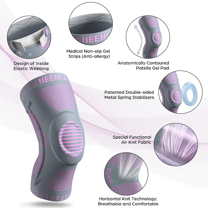 NEENCA Professional Knee Brace, Medical Knee Support for Women & Men Relief | Patented Patella Gel Pad & Side Stabilizers, Compression Sleeve for Knee Pain, Swelling, ACL, PCL, Arthritis, Sports, Workout
