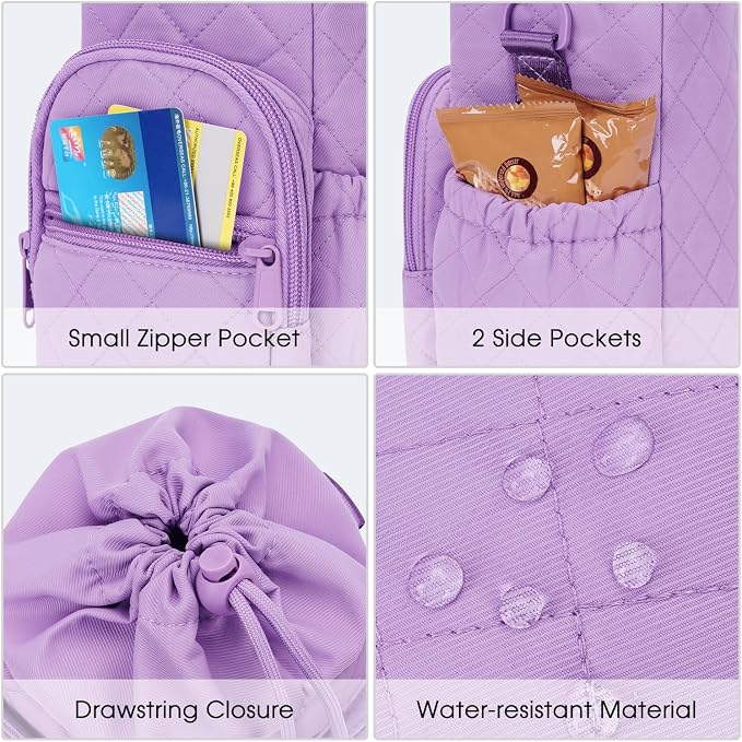 sportsnew 40oz Insulated Crossbody Water Bottle Bag Gym Hiking Phone Pocket | Water-resistant Lining, Padded Strap, Top Handle, Drawstring, Phone Pocket, Elastic Slots, Built-In Key Clip for Gym Walking