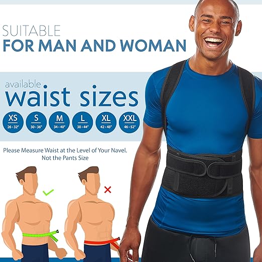 Selbite Posture Corrector for Men and Women - Back Brace for Upper and Lower Body Support - Adjustable Straightener with Pain Relief and Muscle Memory (Medium)