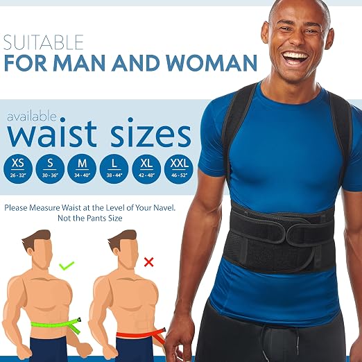 Selbite Posture Corrector for Men and Women - Back Brace for Upper and Lower Body Support - Adjustable Straightener with Pain Relief and Muscle Memory (XX-Large)
