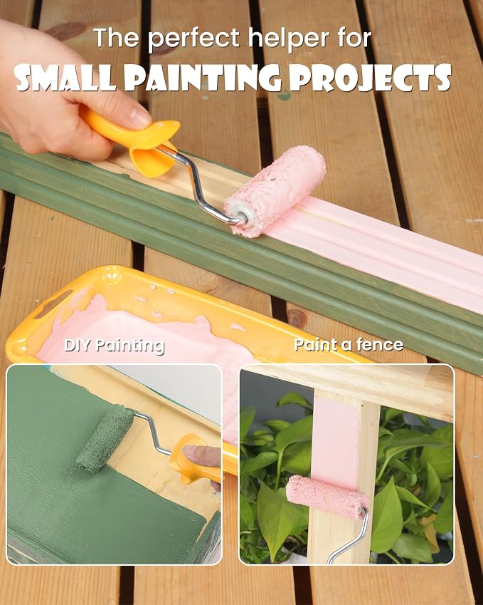 Voomey Paint Roller Kit, 2 Inch Microfiber Paint Roller Covers, 12 Pack | Small Paint Rollers with Tray and Roller Frame for Touch Up Painting Wall, Door, Cabinet