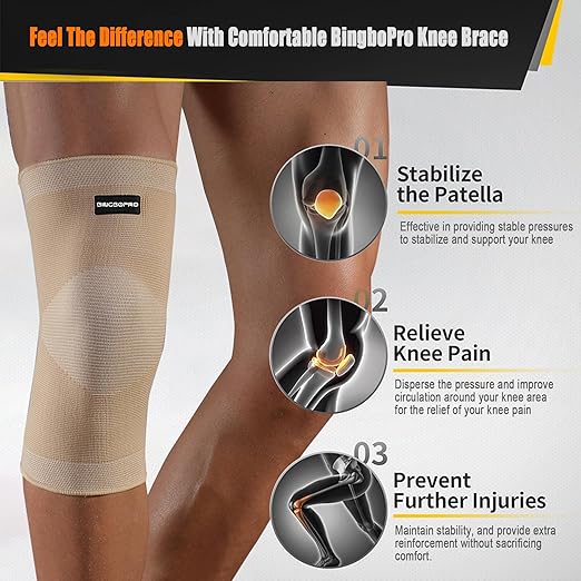 Knee Brace for Pain Relief - Knee Compression Sleeves for Men and Women, Knee Support Leg Brace for Meniscus Tear, Running, Weightlifting, Workout, ACL, Arthritis, Joint Pain Relief(Nude,XL)