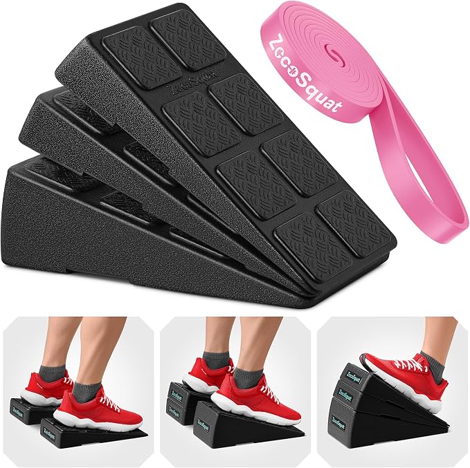Squat Wedge Block Set of 3/5 - 960 LBS Capacity - Slant Board for Calf Stretching with 5 Stackable Angles - Calf Stretcher Slant Board - Workout Equipment - EPP Material for Exercise Equipment & Physical Therapy