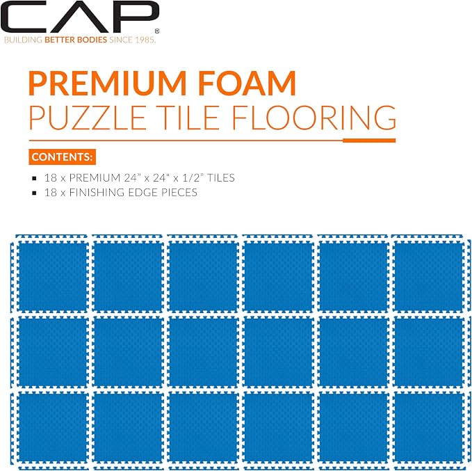 CAP Puzzle Exercise Mats | 1/2” Thick EVA Interlocking Foam Tiles for Home Gym Flooring | Multiple Options