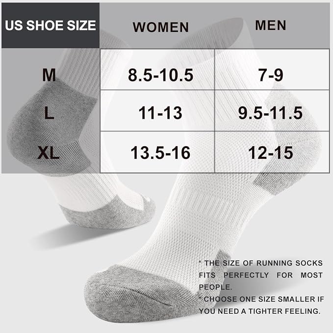 FITRELL 6 Pack Men's Athletic Ankle Socks Cushioned Sports Running Socks 7-9/9-12/12-15