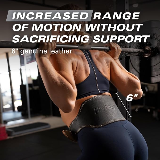 Harbinger Padded Leather Contoured Weightlifting Belt - 4" or 6” Width - Interior Suede Lining & Foam Cushioning - Heavy-Duty Dual Prong Steel Roller Buckle - for Lifting Support