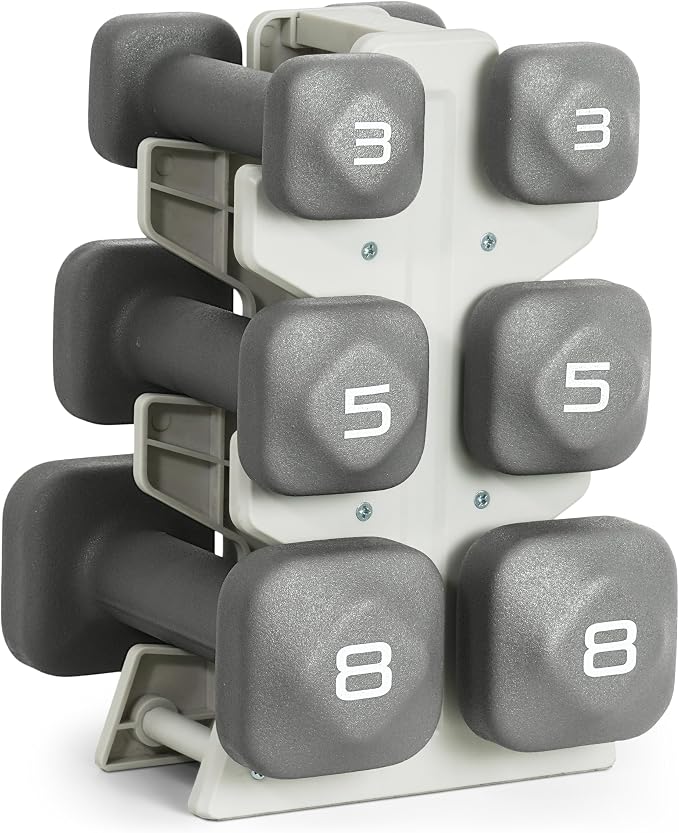 Tone Fitness Neoprene Dumbbell Set with Storage Rack – Non-Slip, Anti-Roll Hand Weights for Home Gym Workouts | 20 lb, 32 lb, 50 lb, 60 lb & 100 lb Options