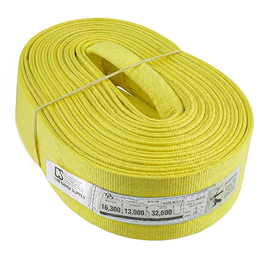 DD Sling 6" × 20' Nylon Lifting Sling – USA Made, 16,300 lb Vertical, 13,000 lb Choker, 32,600 lb Basket – 2-Ply Heavy Duty 900 Webbing, Type 4 Twisted Eye & Eye Rigging Sling