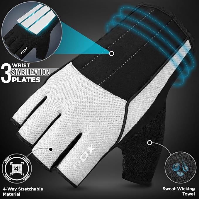 RDX Workout Gloves, 15-Inch Long Support Strap Anti Slip Palm Protection with 3 Wrist Alignment Plates, Powerlifting Deadlifting Bodybuilding Gym Fitness, Weight Lifting Exercise Training, Men Women