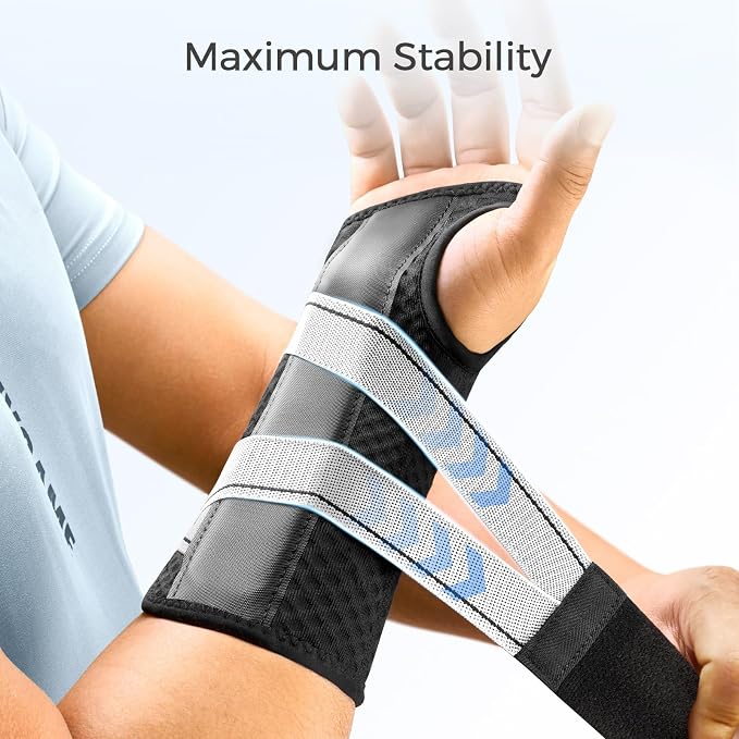 FREETOO Carpal Tunnel Wrist Brace Night Support.Black,Left Hand,L/XL | Wrist Splint,Hand Brace,Tendonitis,Sprain,Arthritis;Sleeping,Work,Type;Breathable,Adjustable;Metal Plate,One-Step Wear