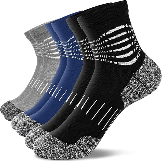 IRAMY Ankle Compression Socks for Women Men Plantar Fasciitis Relief 3/5 Pairs Cushioned Athletic Running Socks