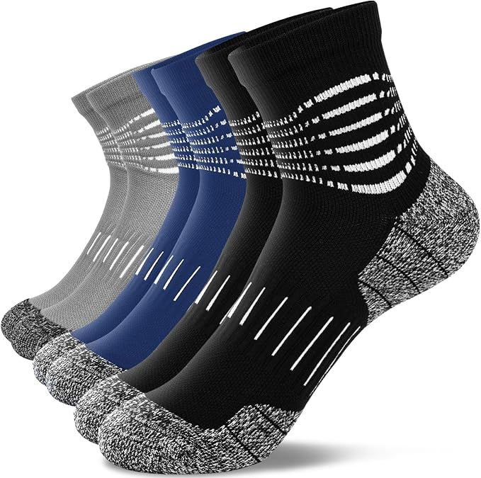 IRAMY Ankle Compression Socks for Women Men Plantar Fasciitis Relief 3/5 Pairs Cushioned Athletic Running Socks