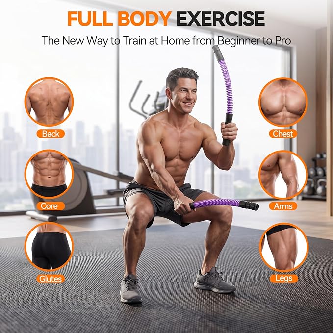 Cordless Ropeless Battle Ropes for Home Gym, 3 Adjustable Resistance, Heavy Duty Strength Training Equipment for HIIT, Full Body Workout, Men & Women, Purple