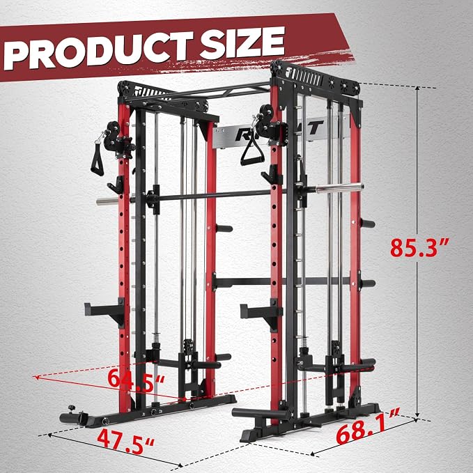 RitFit M1 Pro Smith Machine Cable Crossover Power Cage Home Gym