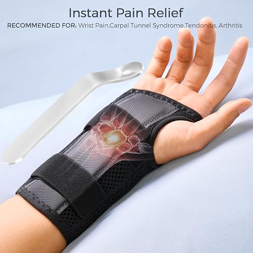 FREETOO Carpal Tunnel Wrist Brace Night Support, Right Hand, Medium | Wrist Splint Hand Brace, Breathable Mesh Fabric, Women Men, Sleeping Work Typing Pregnancy, Tendonitis Arthritis Sprain RSI