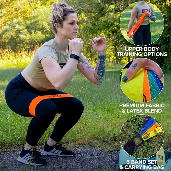 Fabric Mini Loop Non-Slip Resistance Band Set | Warm-Up, Physical Therapy, Glute Training, Speed and Agility Exercise Bands