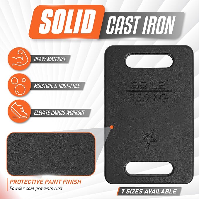 Yes4All Cast Iron Rucking Weight for Backpack, Training Weight Plate with Ergonomic Rounded Handle, Protective Glossy Finish for Weighted Walking, Hiking, Rucking, Resistance Workout