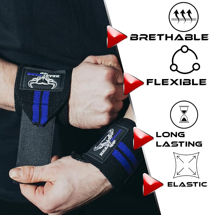 Wrist Wraps for Weightlifting - Adjustable Lifting Straps With Thumb Loop for Enhanced Gym Support, Powerlifting, Bodybuilding and Workout