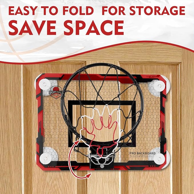 Indoor Mini Basketball Hoops with Powerful Suction Cups for Window and Wall | Wall Mounted Basketball Hoops, Basketball Backboard for Bedroom Office Dorm Room, Outdoor Toy Gifts for Kids and Adults