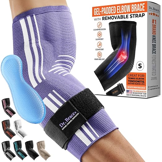 DR. BRACE® Elite Elbow Brace Support, Breathable Elbow Compression Sleeve with Gel Pad for Golfer's, Tennis Elbow & Tendonitis Treatment & Pain Relief