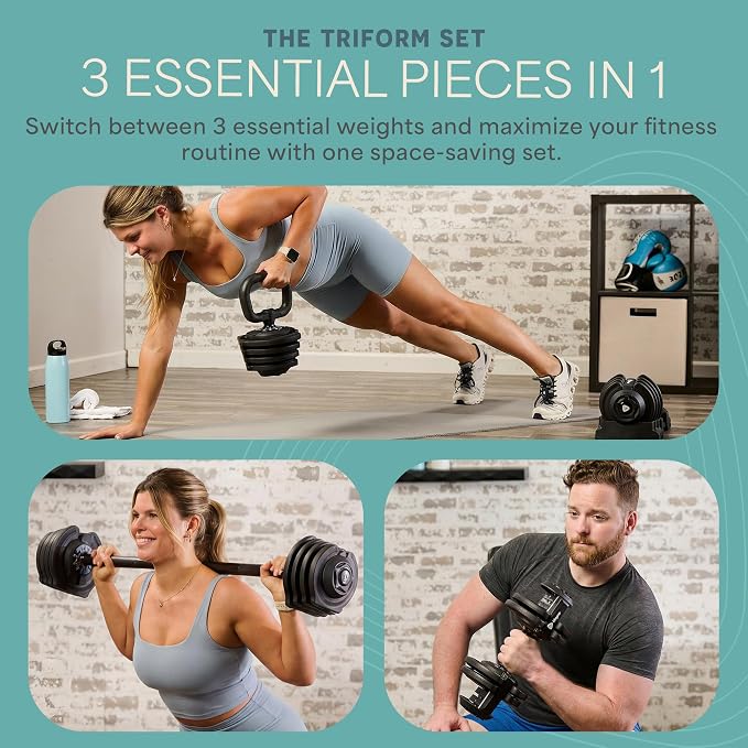 LifePro Adjustable Dumbbells, Single or 2pcs, Up to 55 lbs & 3-in1 option | Quick-change weight system with included rack — available in options from 2.5 to 55 lbs for every fitness level