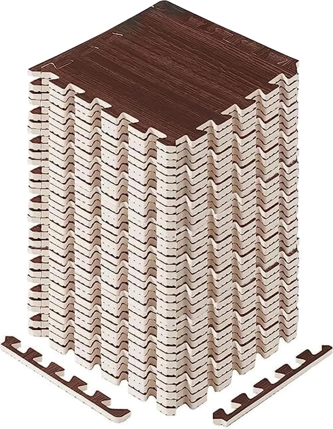 Yes4All EVA Interlocking Mats, Puzzle Floor Tiles, Foam Floor Padding with Border for Furniture, Home Space, Living Room, Garage 11,22,32 SQFT