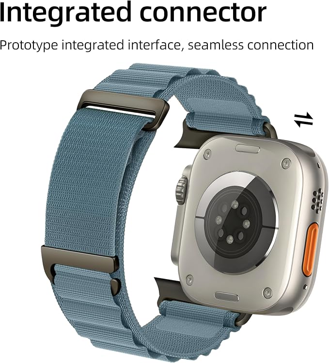 Alpine Nylon Sport Bands Compatible with Apple Watch Ultra Band 49mm 46mm 45mm 44mm 42mm Men Women, Stretch Loop Strap with D-Hook for iWatch Series 10 Ultra SE 9 8 7 6 5 4 3 2 1 (B-Light Blue, 49mm/46mm/45mm/44mm/42mm(Series 3))
