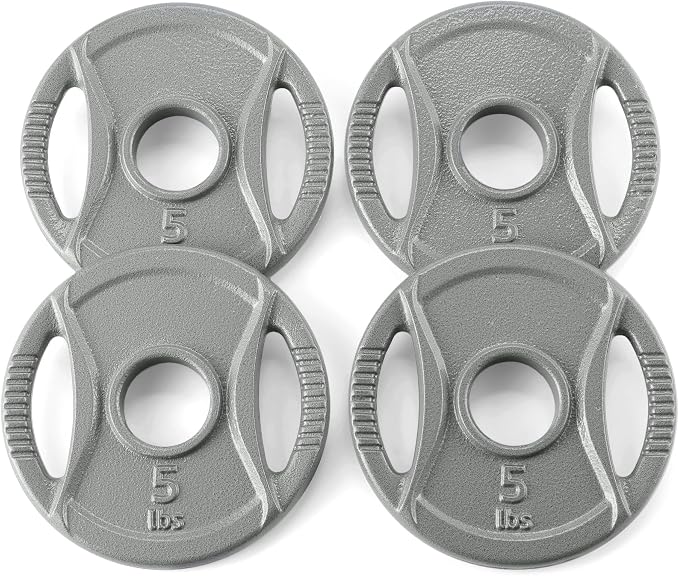 Amazon Basics 2-Inch Olympic Grip Weight Plates, Cast Iron, for Powerlifting, CrossFit & Strength Training