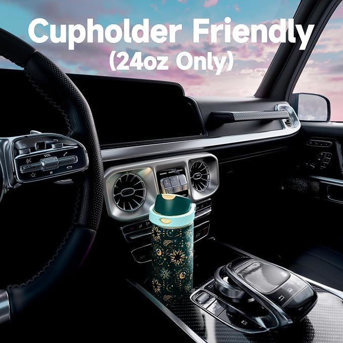 24 oz Insulated Water Bottle with Straw: Meoky Stainless Steel Metal Water Bottle with 2-in-1 Lid - Leak Proof, Cold for 24 Hours, Protective Silicone Base, BPA-Free for Sports Travel Car, Tarot