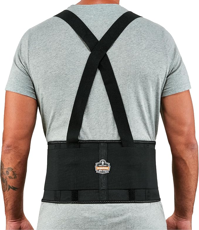 Ergodyne ProFlex 1650 Back Support Belt, 7.5" Elastic, Adjustable, Removeable Straps, Black, 2X-Large