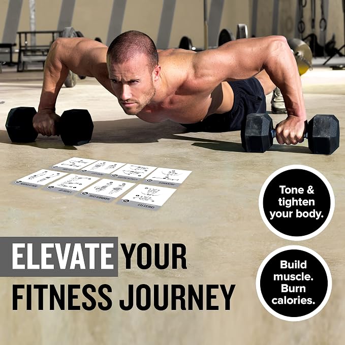 NewMe Fitness Dumbbell Workout Cards, Instructional Fitness Deck for Women & Men, Beginner Fitness Guide to Training Exercises at Home or Gym (Dumbbell, Vol 2)