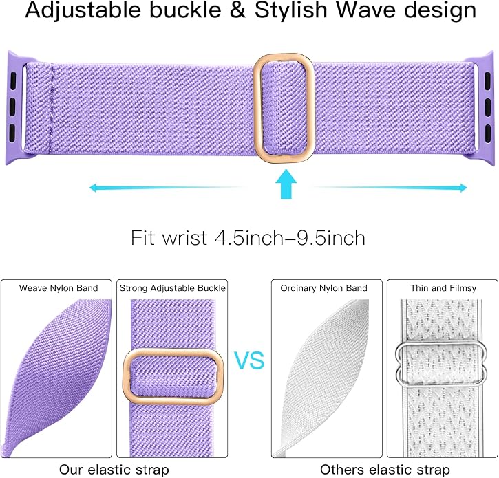 Lerobo Braided Band Compatible with Apple Watch Series 11 10 9 8 7 46mm 45mm 41mm Ultra SE 3 2 1 49mm Series 6 5 4 3 44mm 40mm 38mm 42mm Men iWatch Bands Women Stretchy Nylon Solo Loop Sport Strap
