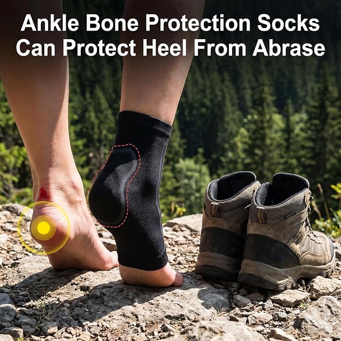 2 Pairs Padded Skate Socks Ice Skating Protection Socks with Gel Pads Ankle | Malleolar Sleeves,for Figure Skating, Roller, Hockey, Boots, Brace, Splints, Shoes, Ankle Support Cushion, Pad Ski Splints