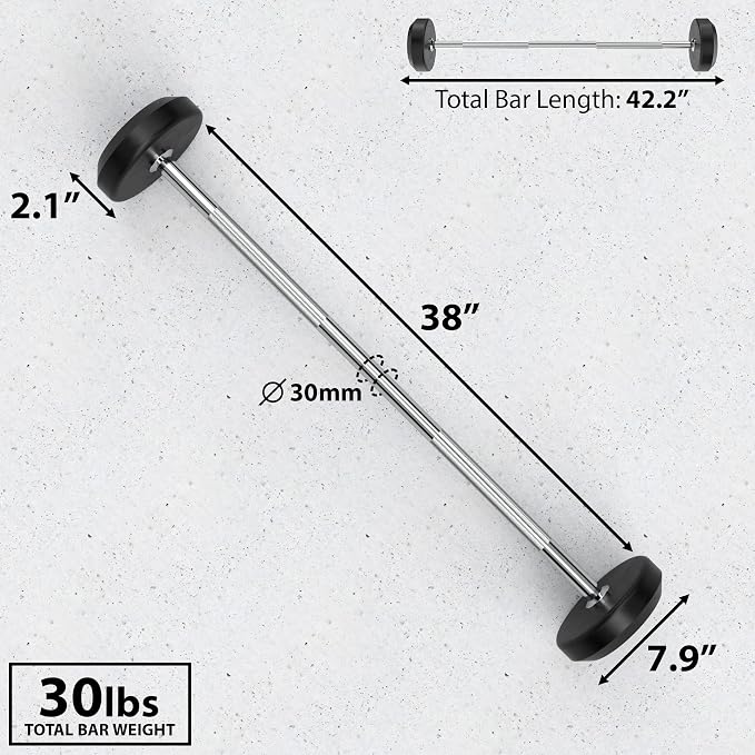 Synergee Fixed Barbell – Pre Weighted Straight Steel Bar