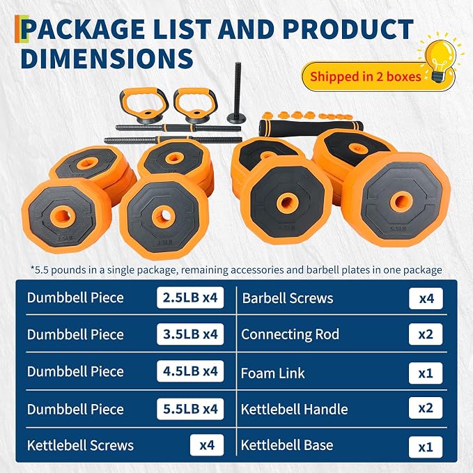 Garvee Adjustable Dumbbell Set,Weight Set for Home Gym | 4-in-1 Adjustable Weight Set Used As Dumbbells,Barbells,Kettlebells and Push-up