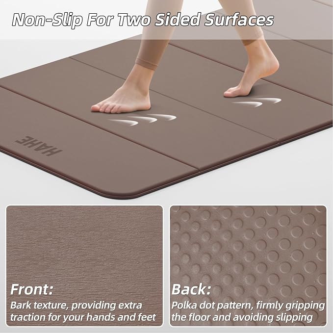 HAHE Foldable Yoga Mat 74"Lx32"Wx1/3"Thick, Folding Exercise Mats | Non-slip Wide Pilates Mats for Home Workout/Travel, Portable Yoga Mat Thick for Yoga/Pilates/Camping/Floor Exercises