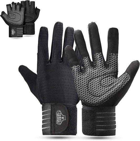 Bear Grips Weight Lifting Gloves for Men & Women | Half Finger Lifting Gloves | Full Finger Workout Gloves for Men | No Finger Exercise Gloves l Compression Weightlifting Gloves | Gym Gloves for Men