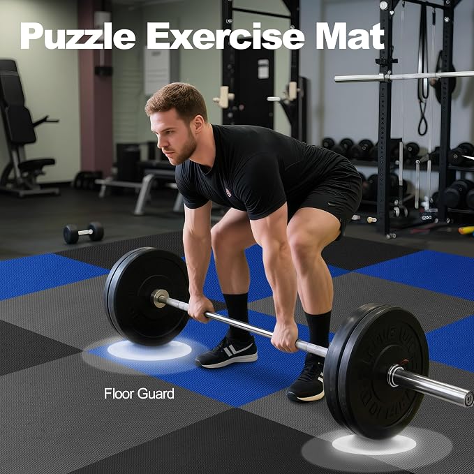 Elevon Puzzle Exercise Gym Flooring Mat, EVA Interlocking Foam Tiles Workout Mat for Home Gym, Fitness Equipment, MMA, Gymnastics, Shock-Absorbing Exercise Mat, Multi-Color