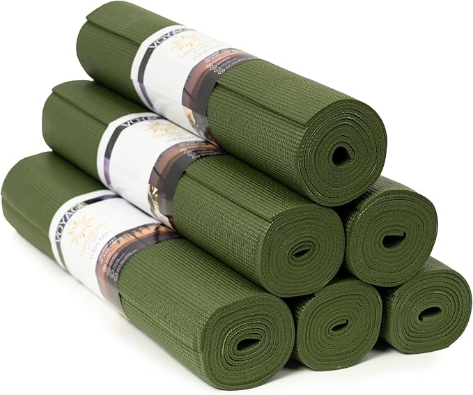 Voyage 5mm Studio Yoga Mats, 6 Pack, 72x24in | Extra Long, Anti-Tear Exercise Mats for Workout, Stretching, Fitness - Non Slip Gym Mats for Home, Schools and Studios
