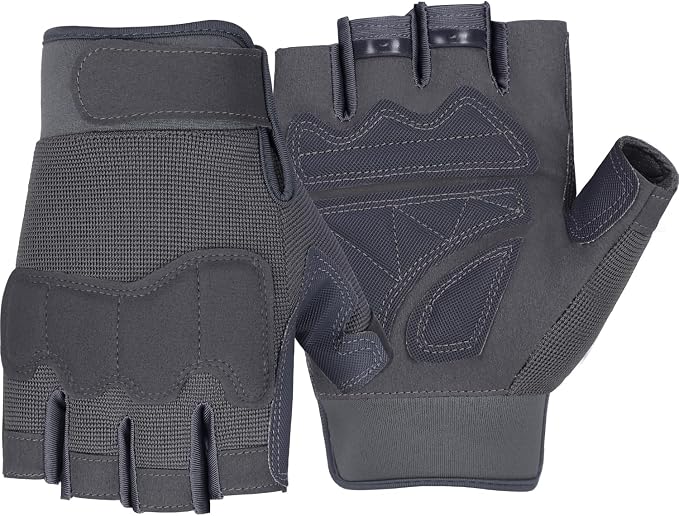 FIORETTO Fingerless Gloves for Men, Breathable Grip Palm Gloves for Motorcycle Riding, Driving, Cycling, Exercise, Workout, Climbing, Hiking and Outdoor Activities M210603