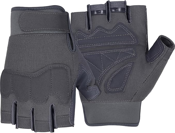 FIORETTO Fingerless Gloves for Men, Breathable Grip Palm Gloves for Motorcycle Riding, Driving, Cycling, Exercise, Workout, Climbing, Hiking and Outdoor Activities M210603