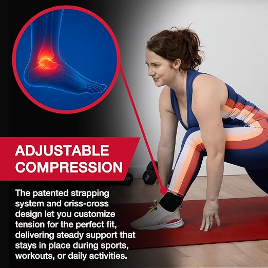 MUELLER Sports Medicine Adjustable Ankle Brace for Men and Women, Ankle Stabilizer for Compression and Pain Relief Support, Ideal for Sprains, Strains, Arthritis, Black, One Size