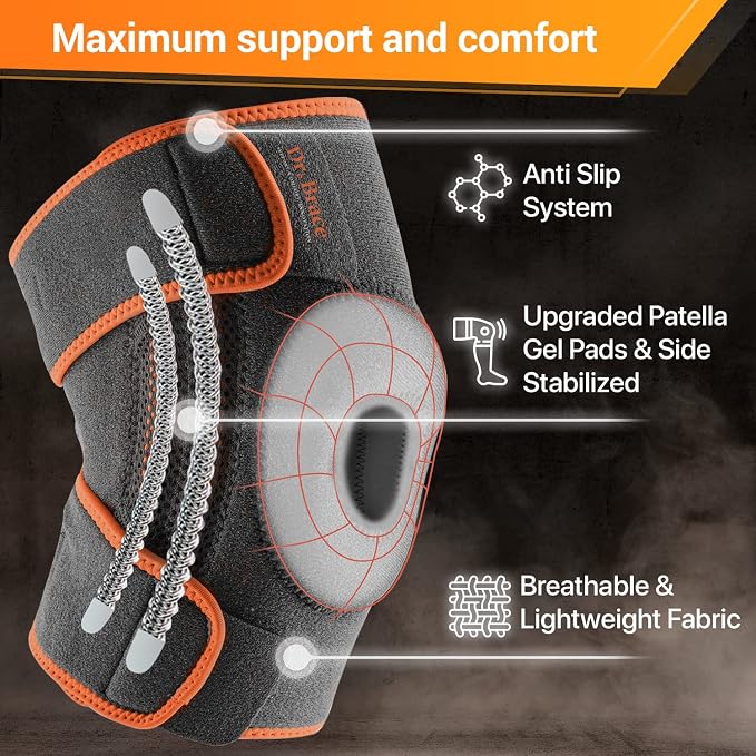 DR. BRACE ELITE Knee Brace with Side Stabilizers & Patella Gel Pads for Maximum Knee Pain Support and fast recovery for men and women-Please Check How To Size Video (Mars, Medium)