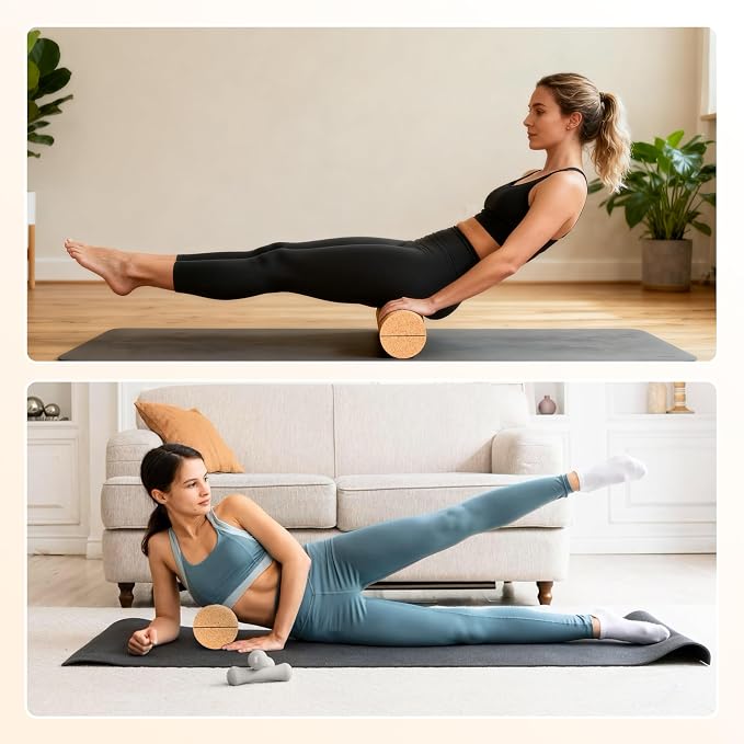 Cork Balance Board Kit, Foot & Ankle Strengthener with Massage Roller/Ball,Balance Board Half & Half-Moon Ball, for Enhance Mobility & Prevent Falls Improve Foot Function for Home/Office/Gym